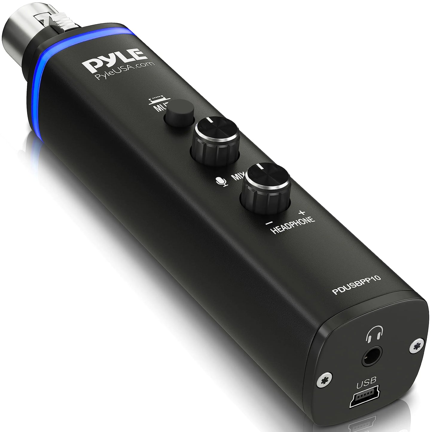 Pyle Universal XLR-to-USB Mic Converter - Plug & Play Audio Interface with Mix Control