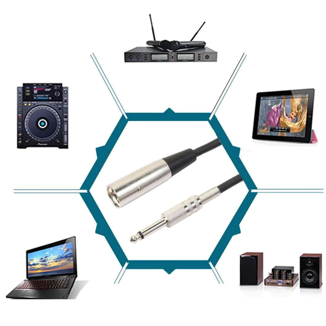 XLR 3-Pin Male To 1/4" TS Cable Shielded