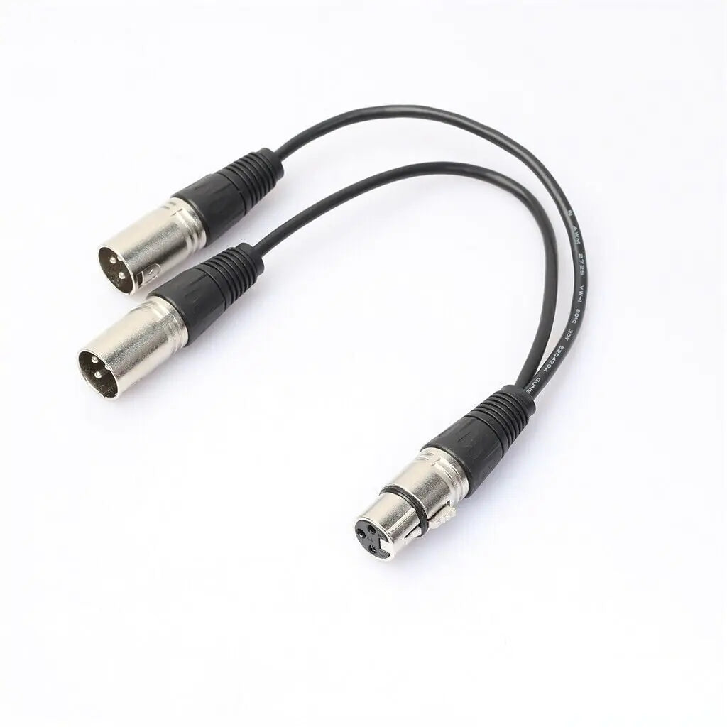 3Pin XLR Female to Dual Male Y-Splitter Mic Cable USA